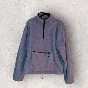 Super Soft Light Blue Sherpa Quarter Zip